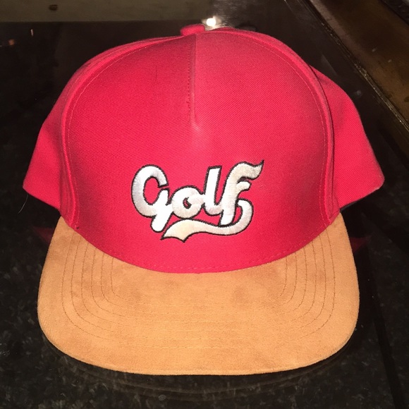 Golf Wang Hat Red Tan Bill Cursive 